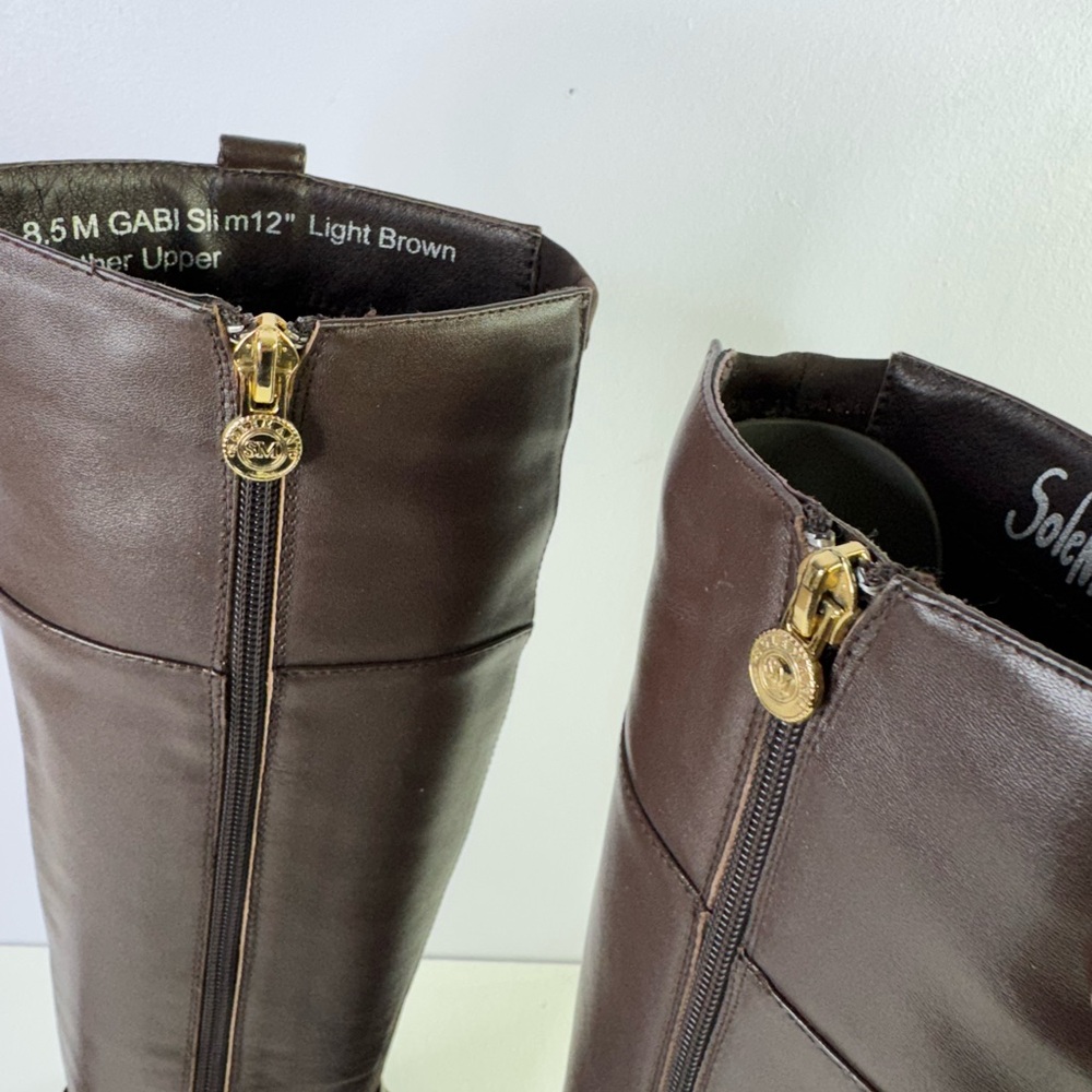 Solimani Gabi 12" slim calf riding boot size 8.5 M , brown - Picture 4 of 11